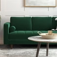 thumbnail image 4 of Jax 87" Mid Century Velvet Sofa Couch, Modern 3 Seater Sofa with 2 Bolster Pillows, Tufted Sofa Pillow Back for Living Room Bedroom Apartment Dorm Office, in Green, 4 of 6