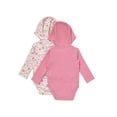 thumbnail image 2 of Hanes Pure Comfort Baby Long Sleeve Hooded Bodysuits, Organic Cotton, Boys & Girls, 2-Pack Fashion 7 Set 3MTH, 2 of 2