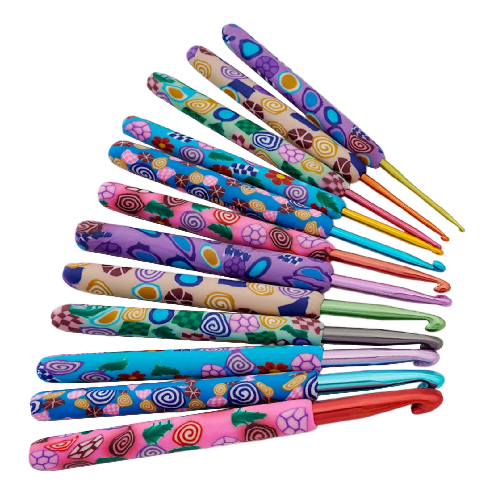 12 Pieces 2.0mm-8.0mm Crochet Hook Set Ergonomical Crochet Needle Colorful Knitting Needle for Crocheting Knitting
