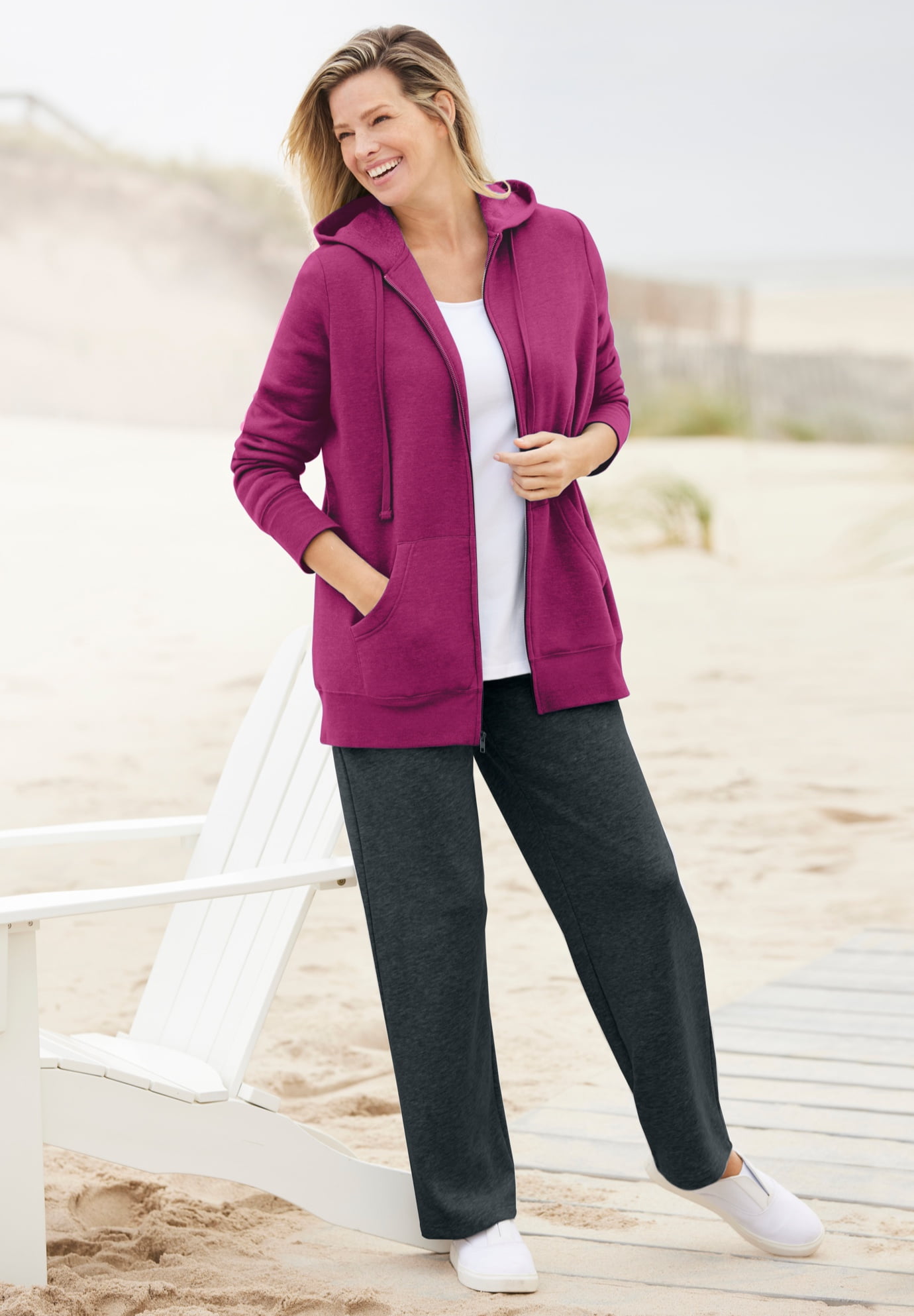 Plus Size Better Fleece Zip-Front Hoodie Long Oversized Sweatshirt - image 5
