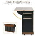 thumbnail image 3 of TesNus 55.5 Inch Farmhouse Kitchen Island Cart with Drop Leaf Barn Door and Power Outlet in Black for Kitchen, 3 of 9