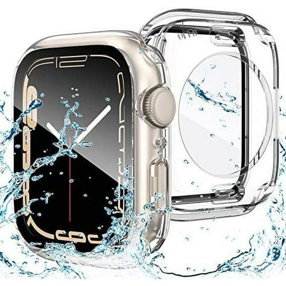 2 in 1 Waterproof Case for Apple Watch Screen Protector 40mm Series 6/5/4/SE, 360 Protective Glass Face Cover Hard PC Bumper Back Frame for iWatch 6 5 4 SE Accessories 40 mm, Clear