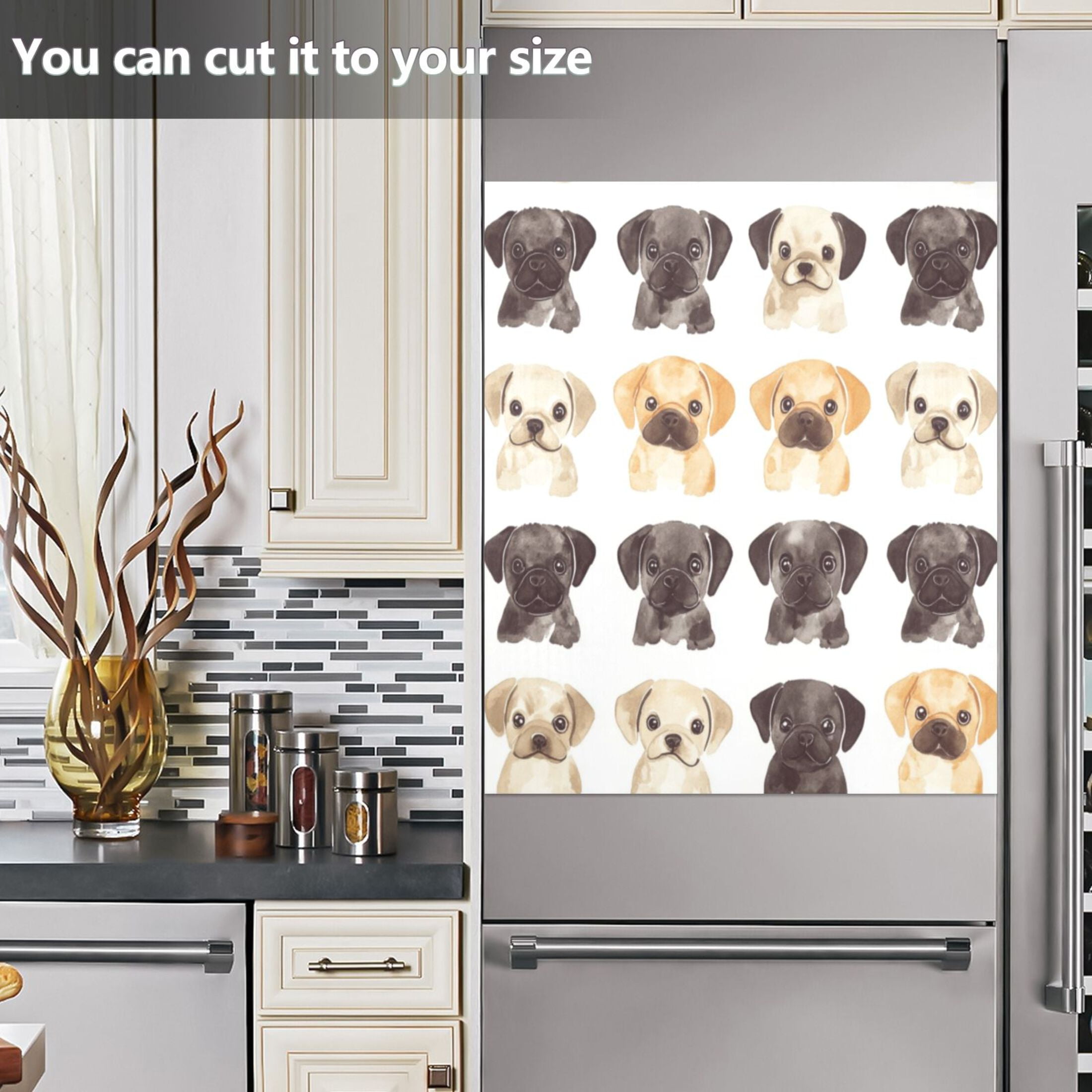 Dishwasher Magnetic Sticker 23x26 Inch Refrigerator Magnetic Sticker Washing Machine Magnetic Sticker Kitchen Panel Magnetic Sticker Home Decor Black and White Dog