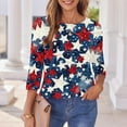 thumbnail image 4 of Feancey 3/4 Sleeve T Shirts for Women 4th of July Tops Independence Day Print Loose Blouse Holiday Casual Round Neck Patriotic Shirt Sales Today Multicolor 5XL, 4 of 6