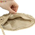 thumbnail image 6 of Spencer Women Crochet Round Straw Crossbody Shoulder Bag Handmade Woven Beach Messenger Handbag Purse with Tassels "Beige", 6 of 8