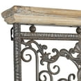 thumbnail image 6 of DecMode Brown Wood Distressed Door Inspired Panel Scroll Wall Decor with Black Metal Wire Details, 6 of 16