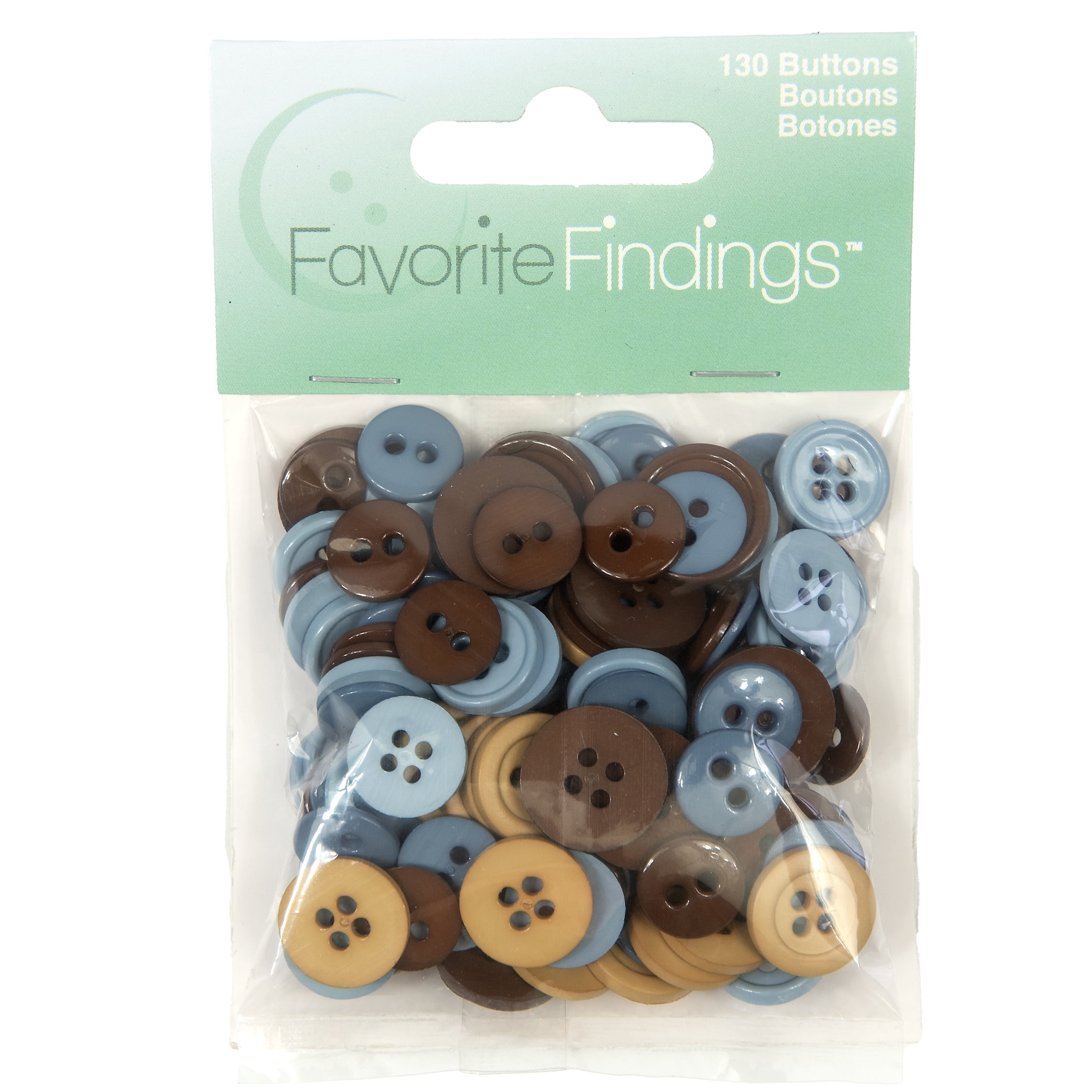 (2 pack) Favorite Findings Modern Multi Color Round Sew Thru Buttons, 130 Count