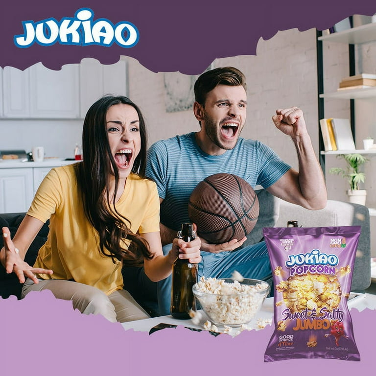 Jukiao Sweet and Salty Popcorn Jumbo Size, Non-GMO Corn, 7 oz Bag