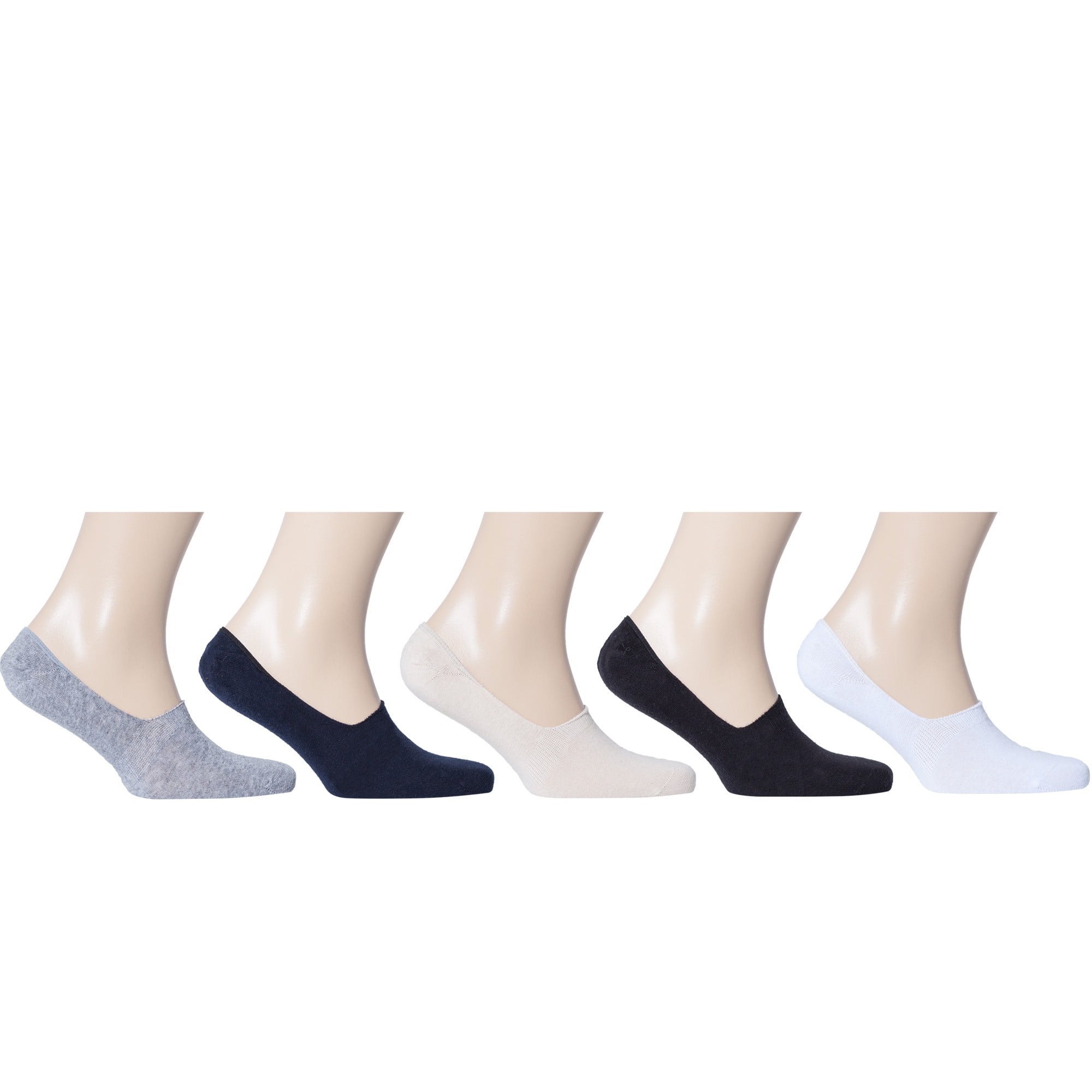 Men's 100 Turkish Cotton Touch NoShow NonSlip Socks, 5 pair Solid