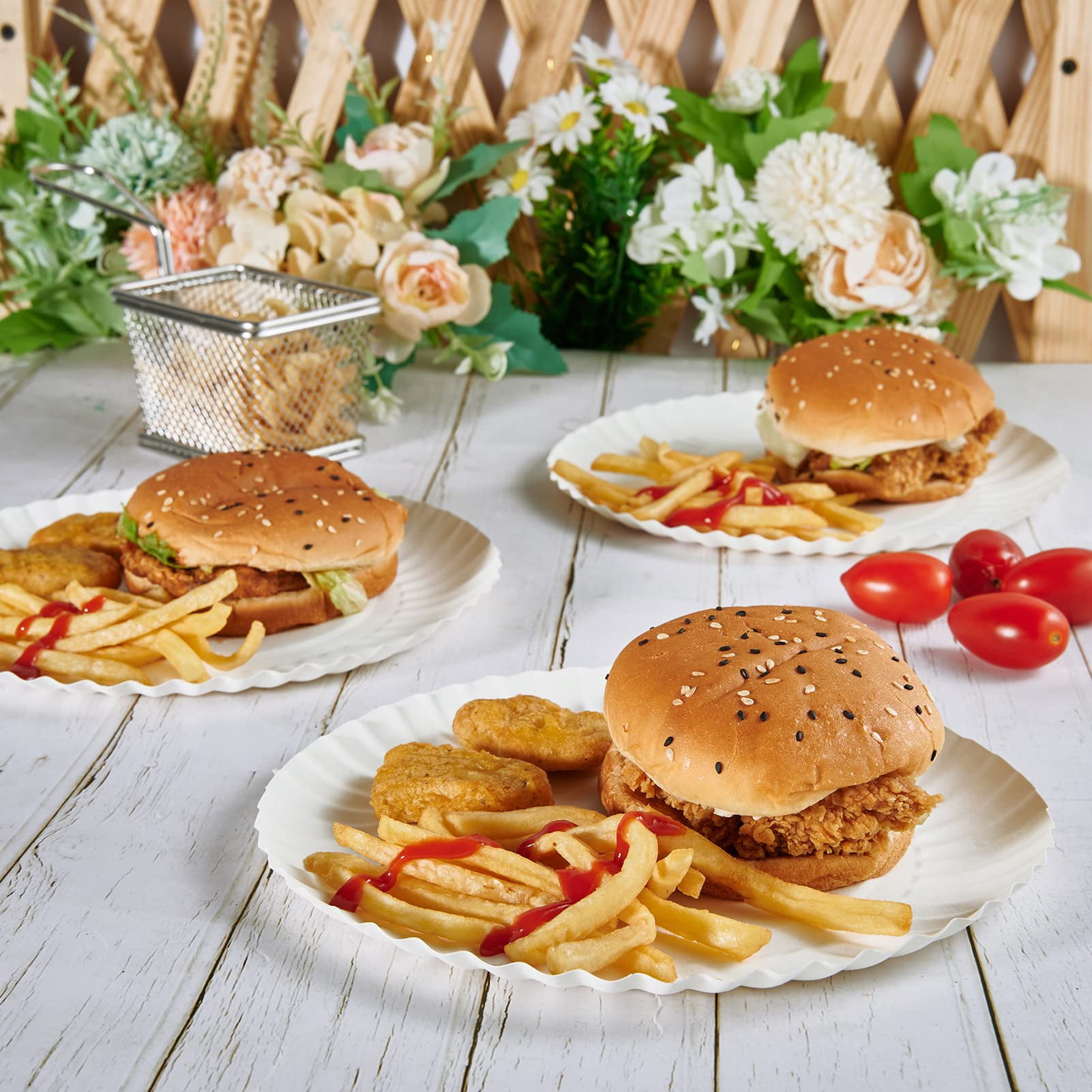 JOLLY PARTY 8.5 inch MMF7&nbsp;Paper Plates Uncoated,600 Count Everyday Disposable Plates, Light Weight Paper Plates White, Round Dinner Paper Plates, Large Paper Plates Lunch, for Home and Office