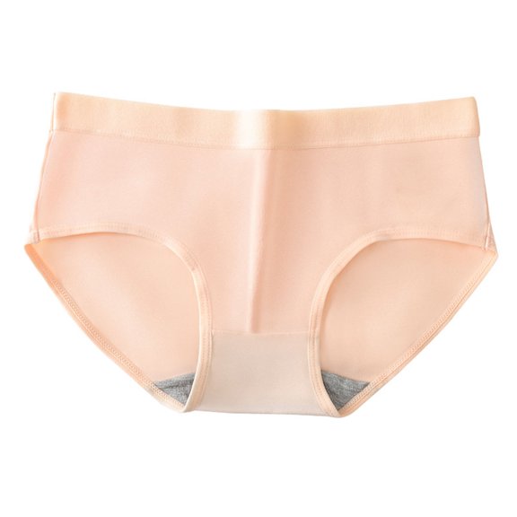 huanledash Women Underpants Comfortable Mid Waist Pure Color Moisture-wicking Large Size Panties for Home