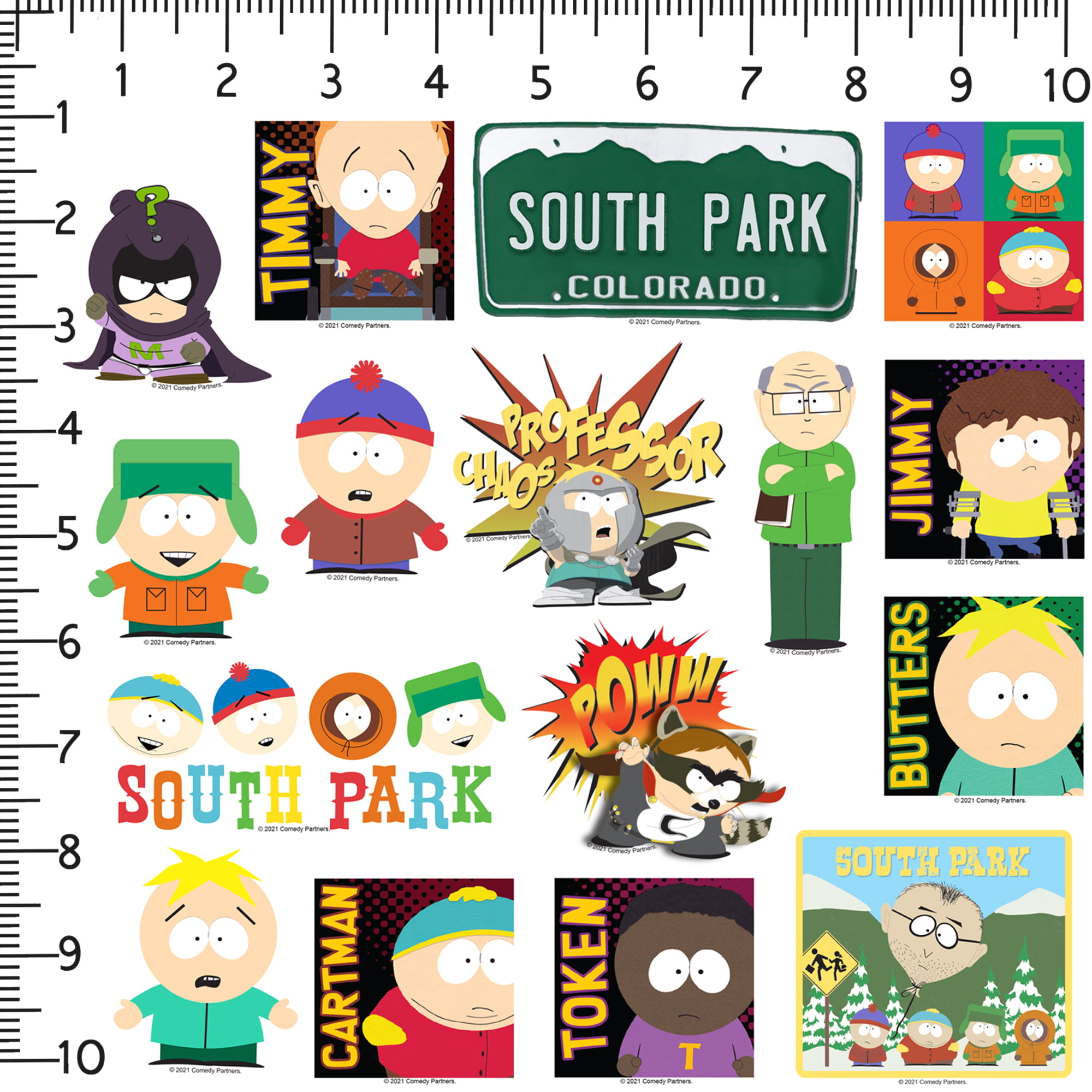 South Park Sticker Pack Die Cut Vinyl Large Delux Stickers Variety Pack -  Laptop, Water Bottle, Scrapbooking, Tablet, Skateboard, Indoor/Outdoor -  Set of 50 