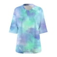 thumbnail image 5 of Tops for Women 3/4 Sleeve Tie-dye Printed V-neck T-shirt Large Size Loose Blouse White XXXXXL, 5 of 5
