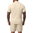 thumbnail image 4 of Men's Short Sets 2 Piece Outfits Cuban Guayabera Short Sleeve Shirts and Shorts Summer Beach Vacation Sets for Men, 4 of 4