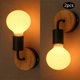 thumbnail image 3 of Laklulu Juego de 2 Apliques LED Simplicity E27 en hierro y madera para habitación infantil Bar Hotel (sin bombilla), 3 of 5