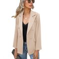 thumbnail image 1 of Chaqueta de traje para mujer, cuello en V, manga larga, bolsillos falsos, botón, chaqueta de traje informal para mujer, albaricoque M, 1 of 5