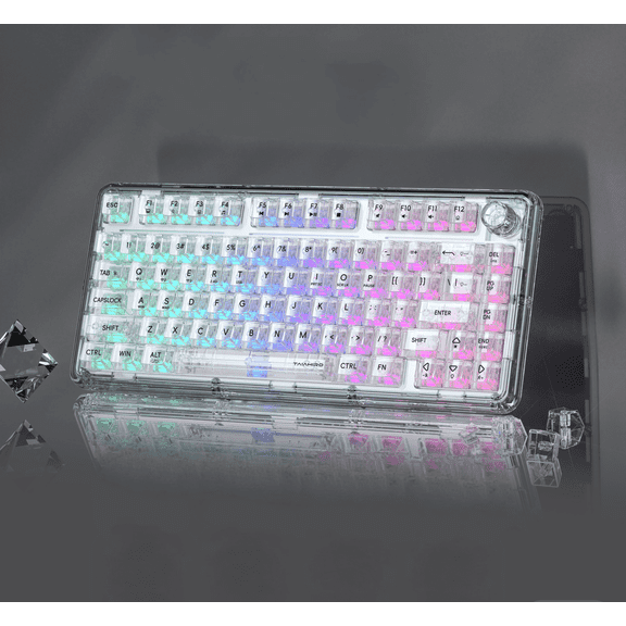 BK920 Transparent Wireless Mechanical Keyboard 80-Key Triple Mode RGB Backlit Hot-Swappable Linear Switches Volume Knob for Mac & Windows