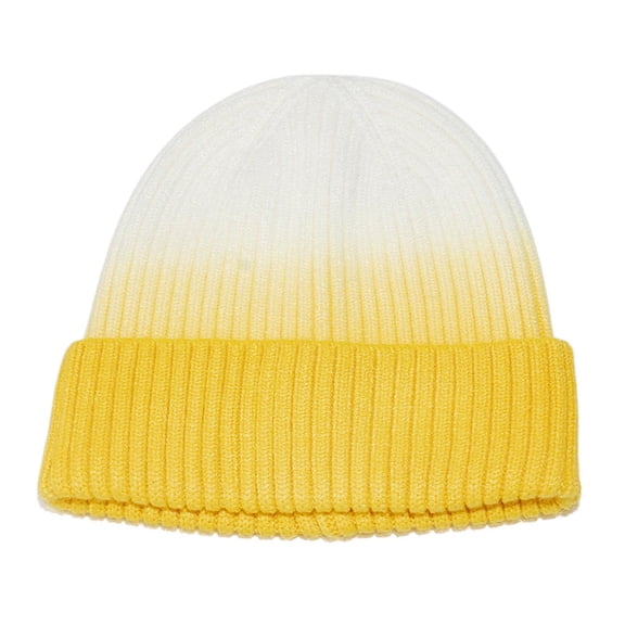 ZQUUVOU Women's Knit Beanie Hat with Heart Embroidery Gradient Ear Warming Hat Fashion Winter Accessory Yellow