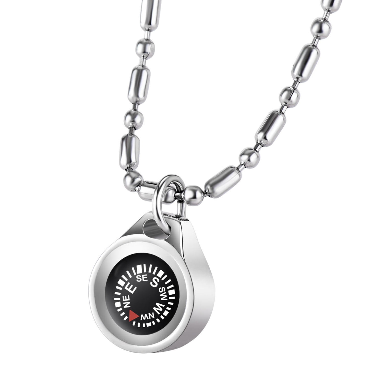 Silver Compass Necklace, Navigation Compass Necklace for Women Men Best Friends, Necklace Compass Stylish Jewelry Gift Wrap