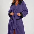 thumbnail image 4 of qolati Soft Robe for Women Warm Long Sleeve Plush Warm Winter Housecoat Spa Towel After Shower Lightweight Fluffy Long Hooded Bathrobe with Pockets, 4 of 6