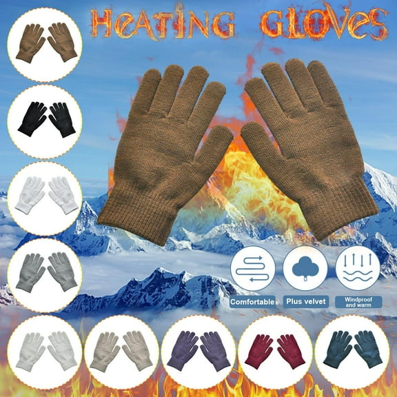 Thermal Knitted Cycling Gloves for Men Women Winter Warm Windproof Gripper Solid Color