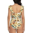 thumbnail image 5 of Goofa 70s Hippie Style Print Women's Ruffled One Piece Swimsuit V Neck, 5 of 7