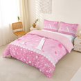 thumbnail image 3 of Castle Fairy Pink Glitter Letter A Duvet Cover Set for Girls,Cartoon Bow Bedding Full,3-Piece,No Comforter,Pink Reversible, 3 of 6