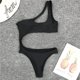 thumbnail image 3 of Minnieouse Bikinis de poliéster para mujer, repuesto elástico sin cables, traje de baño Sexy para mujer de Color sólido para fiesta en la conjuntos de ropa Negro L, 3 of 6