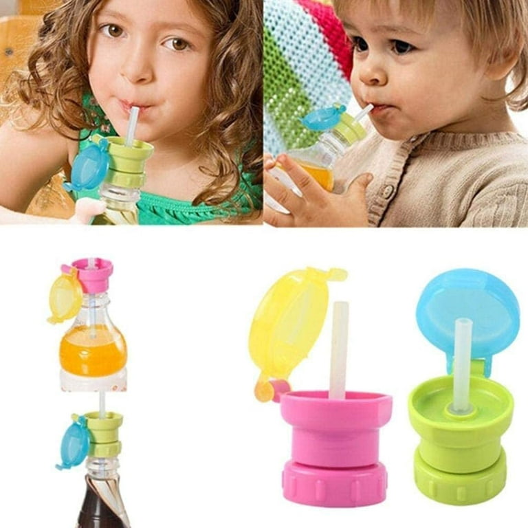 Kids Water Spill Proof Juice Soda Water Bottle Twist Cover With Straw Child  Safe Drink Straw Sippy Feeding