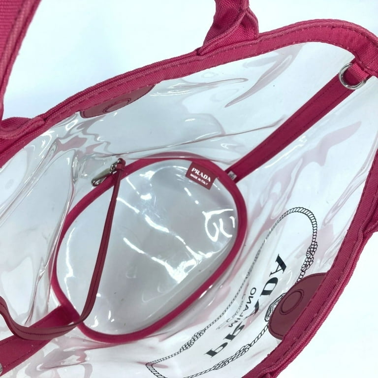 Pre-Owned PRADA Prada Beach Bag with Pouch Logo Canapa 2WAY