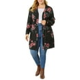 thumbnail image 2 of MODA NOVA Junior Plus Size Floral Cardigan Lightweight Open Front Knit Cardigan, 2 of 5