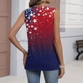 thumbnail image 5 of 250 Anniversary Shirts for Women Vintage Flag Print V-Neck Sleeveless Cami Tops Celebration Soft Relaxed Fit Summer Casual Wear Tops,L,#01 Dark Blue, 5 of 5