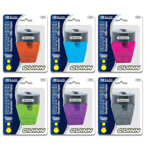 BAZIC Pencil Sharpener Dual Blades w/ Diamond Receptacle, 6-Pack