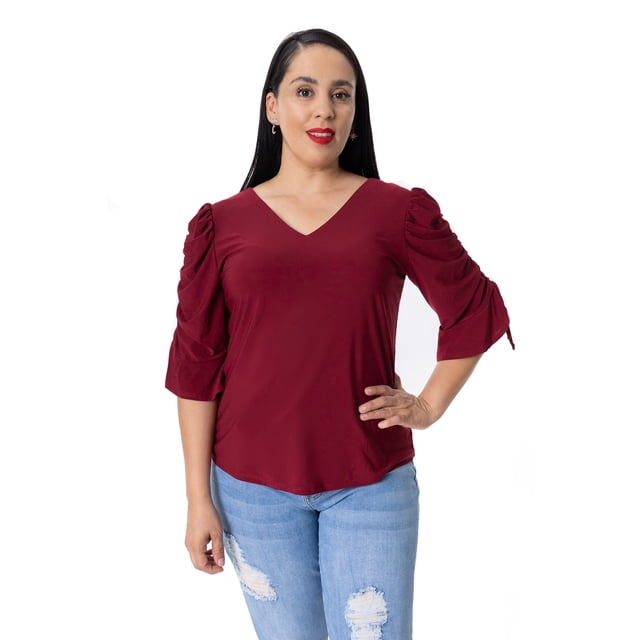 Blusa Bocarosa de manga corta plisada, diferentes colores. BOCAROSA Ma001/blusa/manga corta