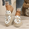 thumbnail image 5 of Gpaecead Women's Polka Dot Tassel Flat Mules Faux Suede Slip On Non Slip Shoes For Commute And Casual Style, Khaki, 5 of 8
