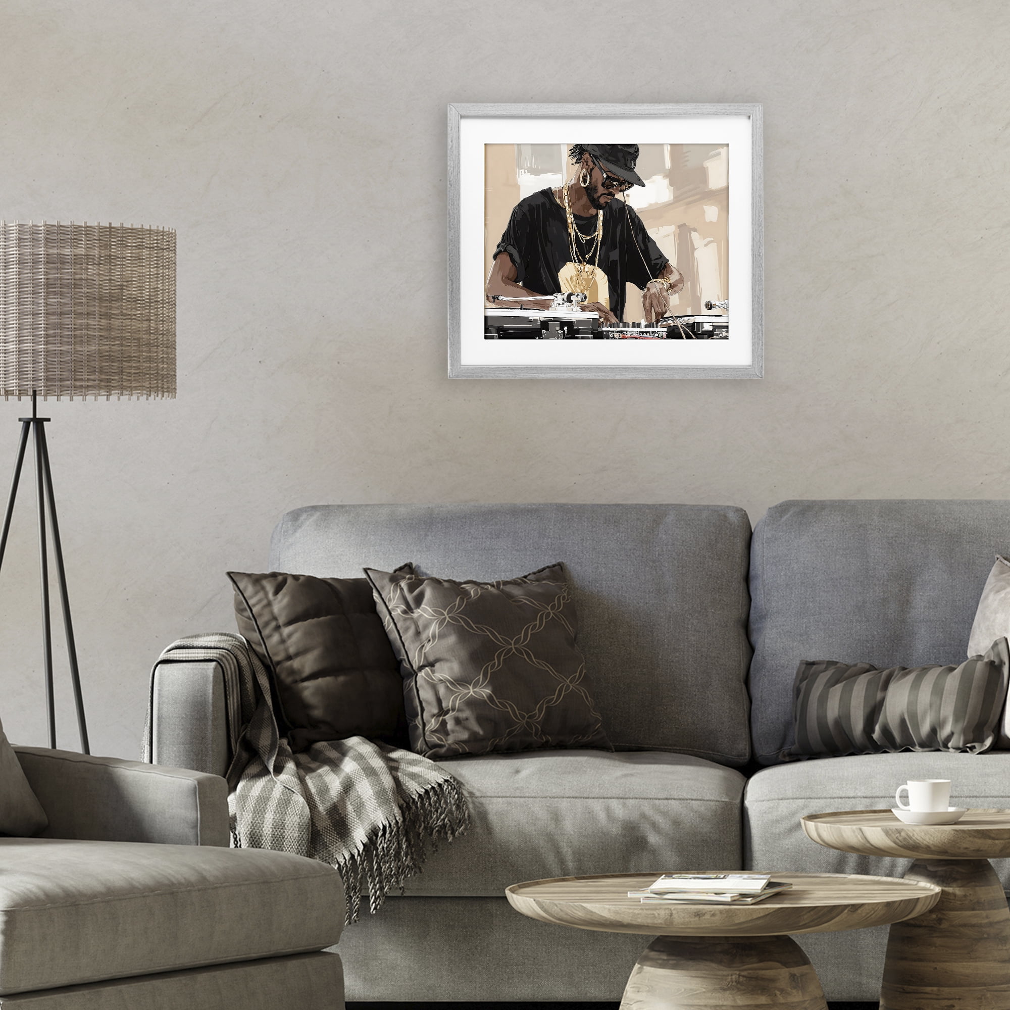 Stupell Industries Timeless DJ with Urban Rhythm Gray Framed Print Under Glass, design by Franklyn Gregory