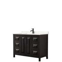 0.75 x 48 x 22 in. Daria Single Bathroom with Light-Vein Carrara Cultured Marble Countertop, Undermount Square Sink & Matte Black Trim, Dark Espresso