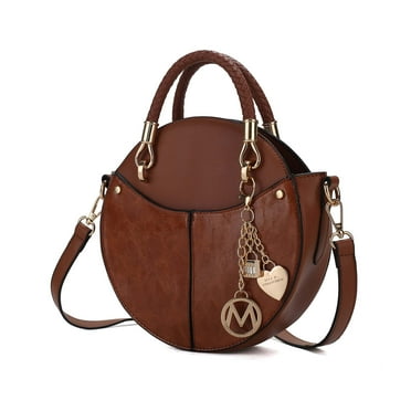 MKF Collection Nobella Women’s Crossbody Vegan Leather Functional and Trendy Handbag by Mia K. -Cognac