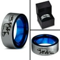 thumbnail image 4 of Tungsten Adult Bear Cub Following Walking Band Ring 8mm Men Women Comfort Fit Blue Flat Cut Brushed Gray Polished, 4 of 4