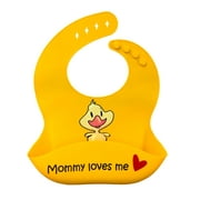 Baby Lamby Silicone Baby Bib - Easy wipe-clean, pocket bib keeps stains off in Baby Duck design