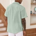 thumbnail image 6 of WTXUE Button-Up Shirts Short Sleeve, Notch Neck Shirts for Men Button Down Summer Beach Shirt Vacation Shirts Cotton Striped, Hawaiian Shirt Linen Shirts, Workwear for Men Green XL, 6 of 6