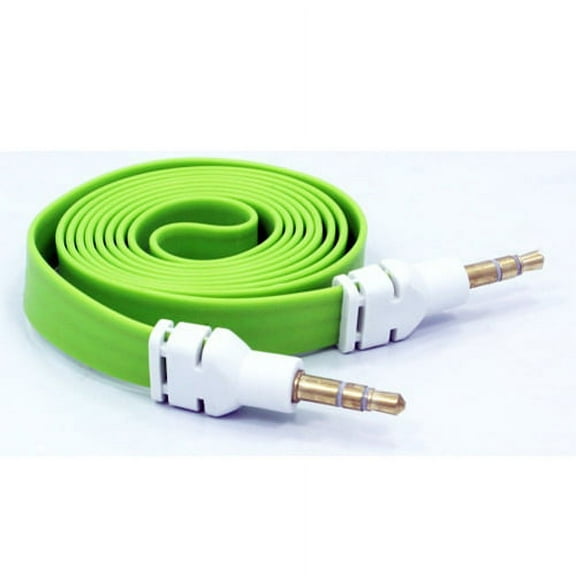 3.5mm Aux Cable for Motorola Moto G Pure - Adapter Car Stereo Aux-in Audio Cord Speaker Jack Wire Flat Green N2K Compatible With Motorola Moto G Pure Phone