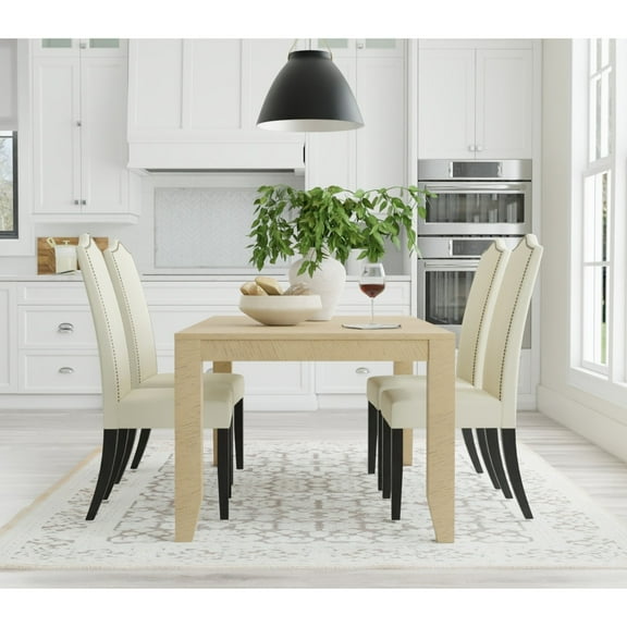 Contemporary Home Living Upholstered Armless Dining Chair - 41.5" - Beige and Brown