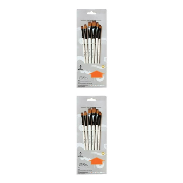 Cateissary 6 unids/set de pinceles para acuarela, Kit de diferentes formas, pelo de nailon, mango de madera, pincel para pintar, suministros de No.01 2piezas