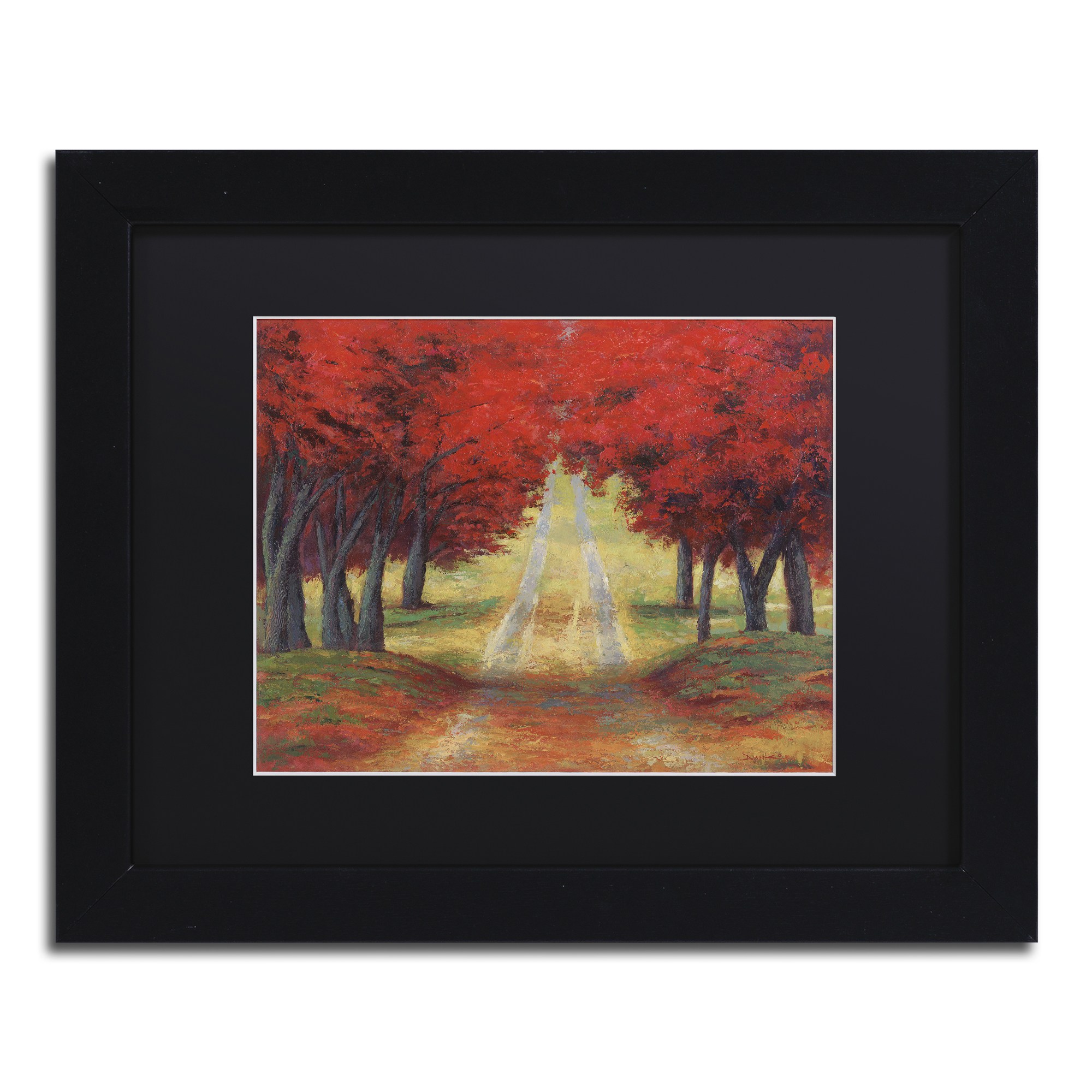 Trademark Fine Art 'Autumn Pathway' Canvas Art by Daniel Moises, White Matte, Wood Frame