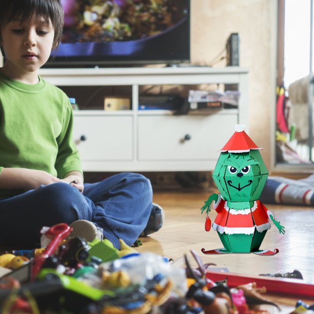 Caja de Papá Noel 3D de estilo navideño, decoración única con 3 gafas para niños y niñas