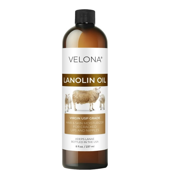Lanolin Oil USP Grade by Velona - 8 fl oz | 100% Pure and Natural Carrier Oil | Refined, Cold pressed | Skin, Hair, Body & Face Moisturizing | Use Today - Enjoy Results