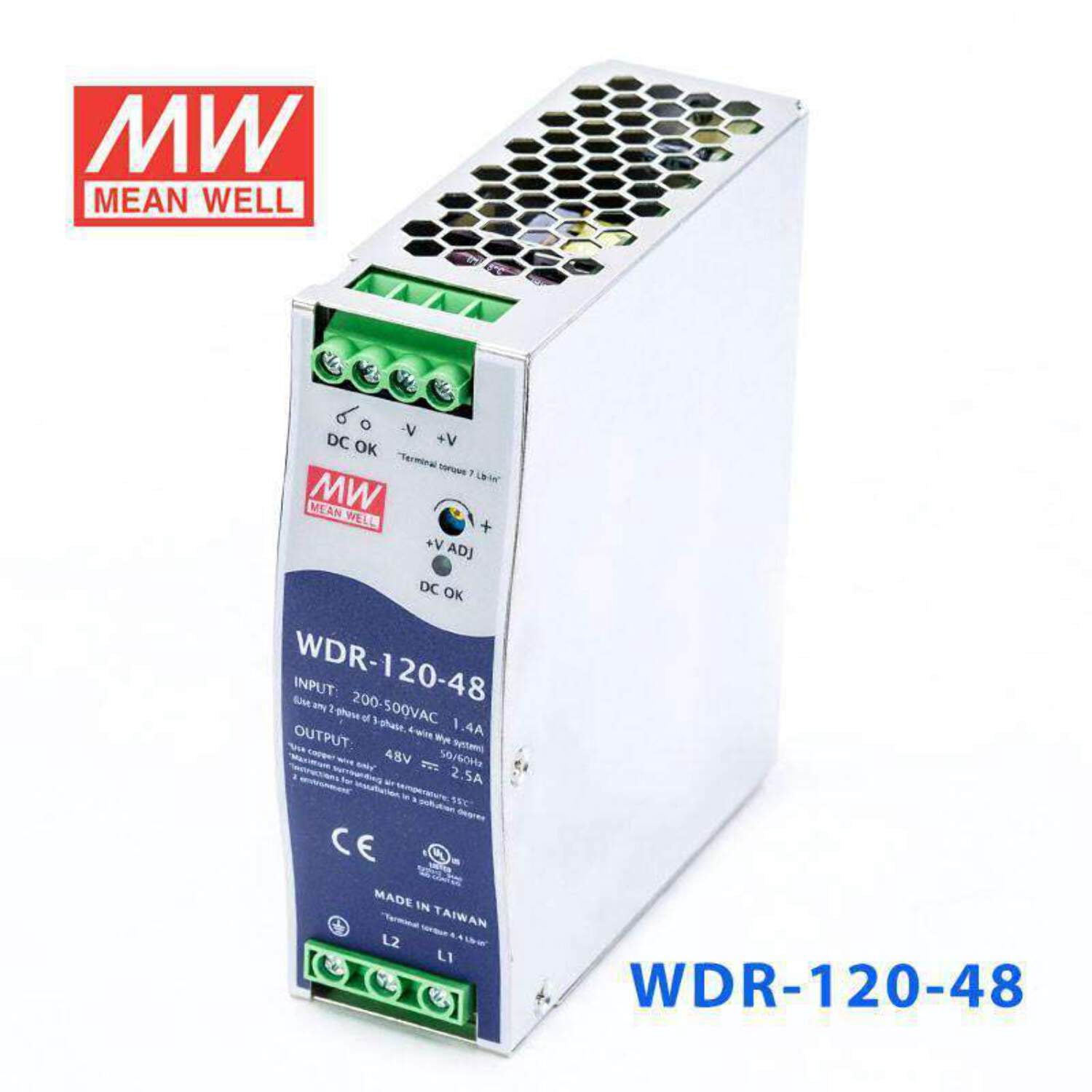 Mean Well WDR-120-48 Single Output Industrial Power Supply 120W 48V - DIN Rail