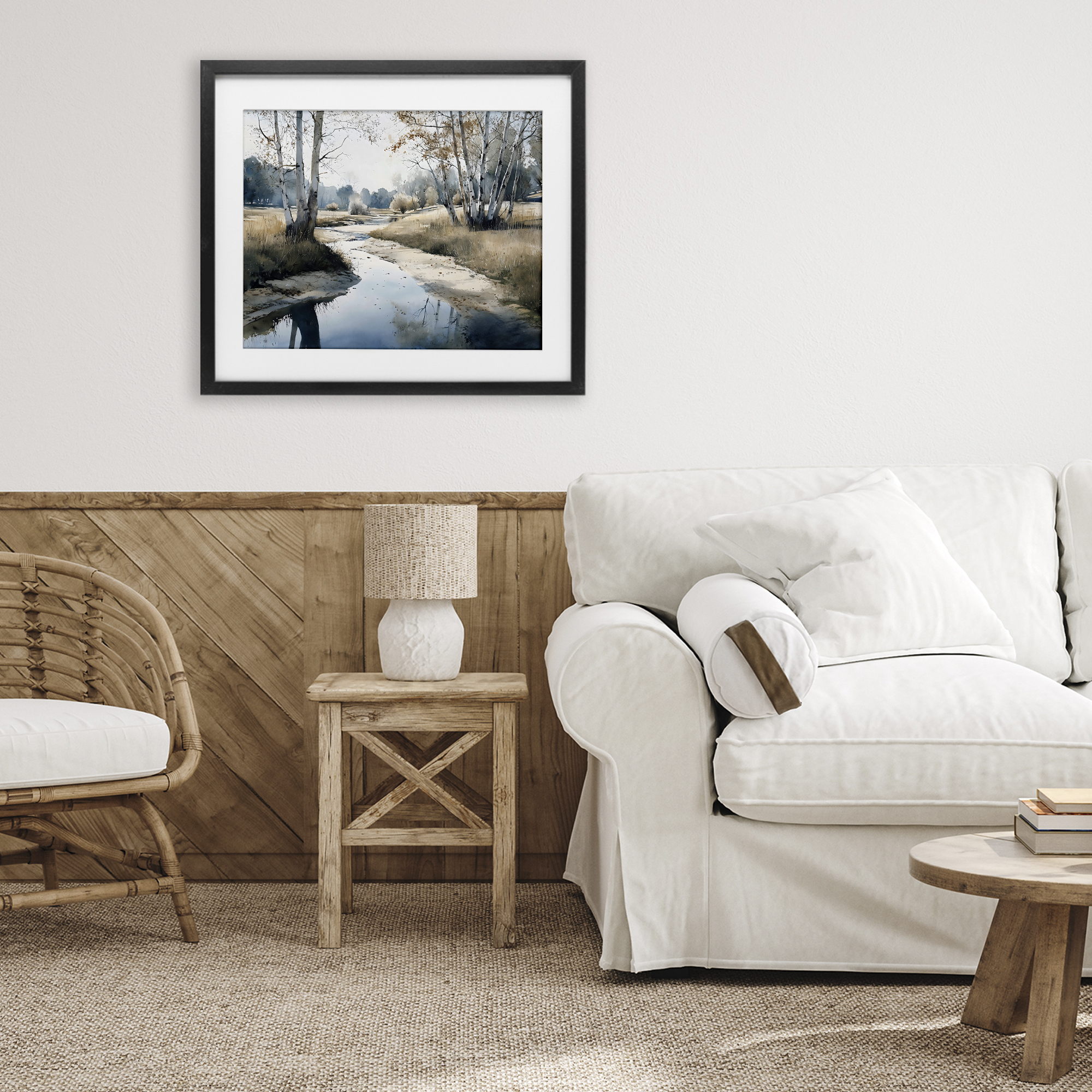 Stupell Industries Birch Tree Creek in Autumn Black Framed Print Under Glass, design by Franklyn Gregory