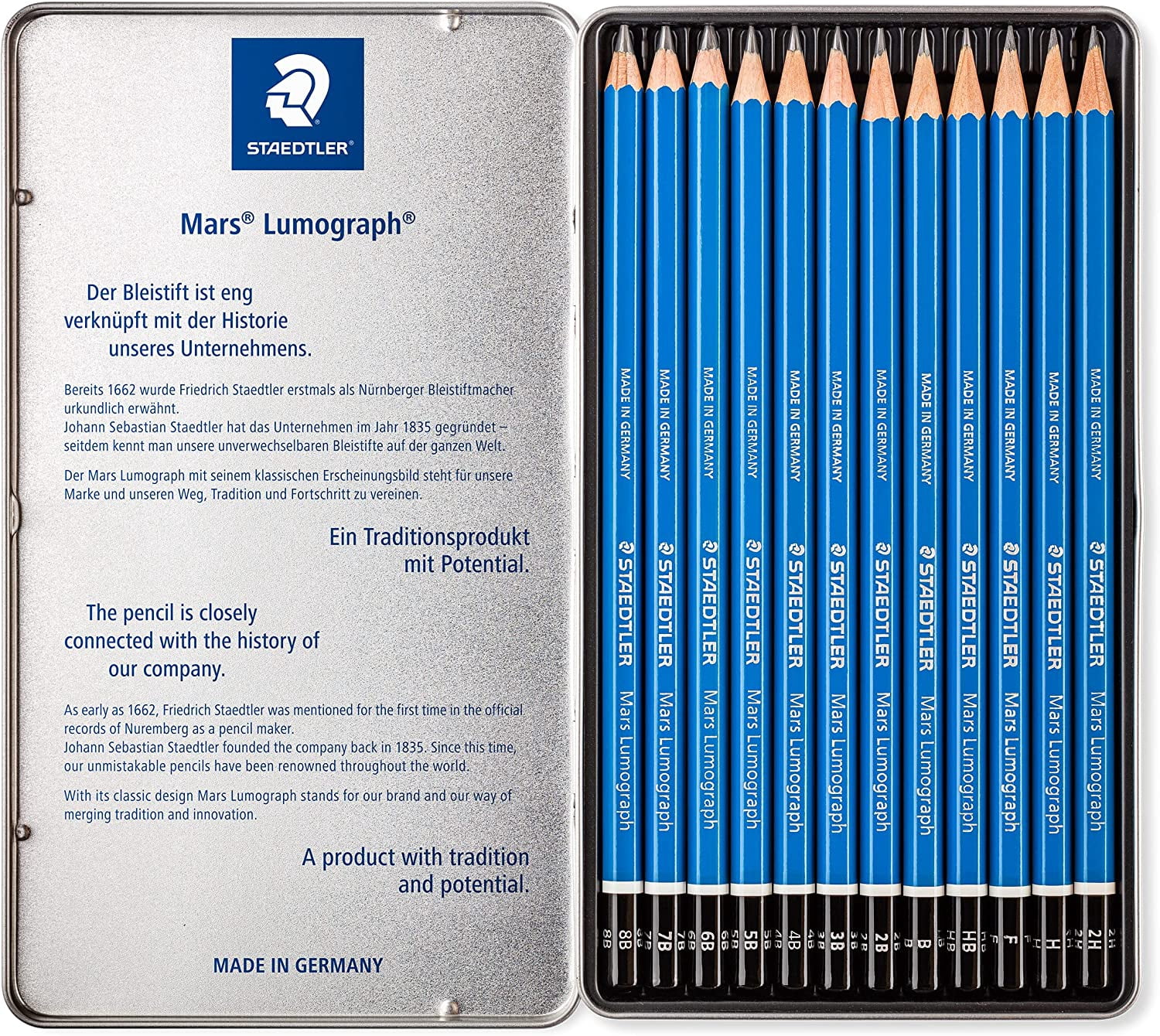 Staedtler Lumograph Pencil Set, 12-Pencils, Soft Degrees